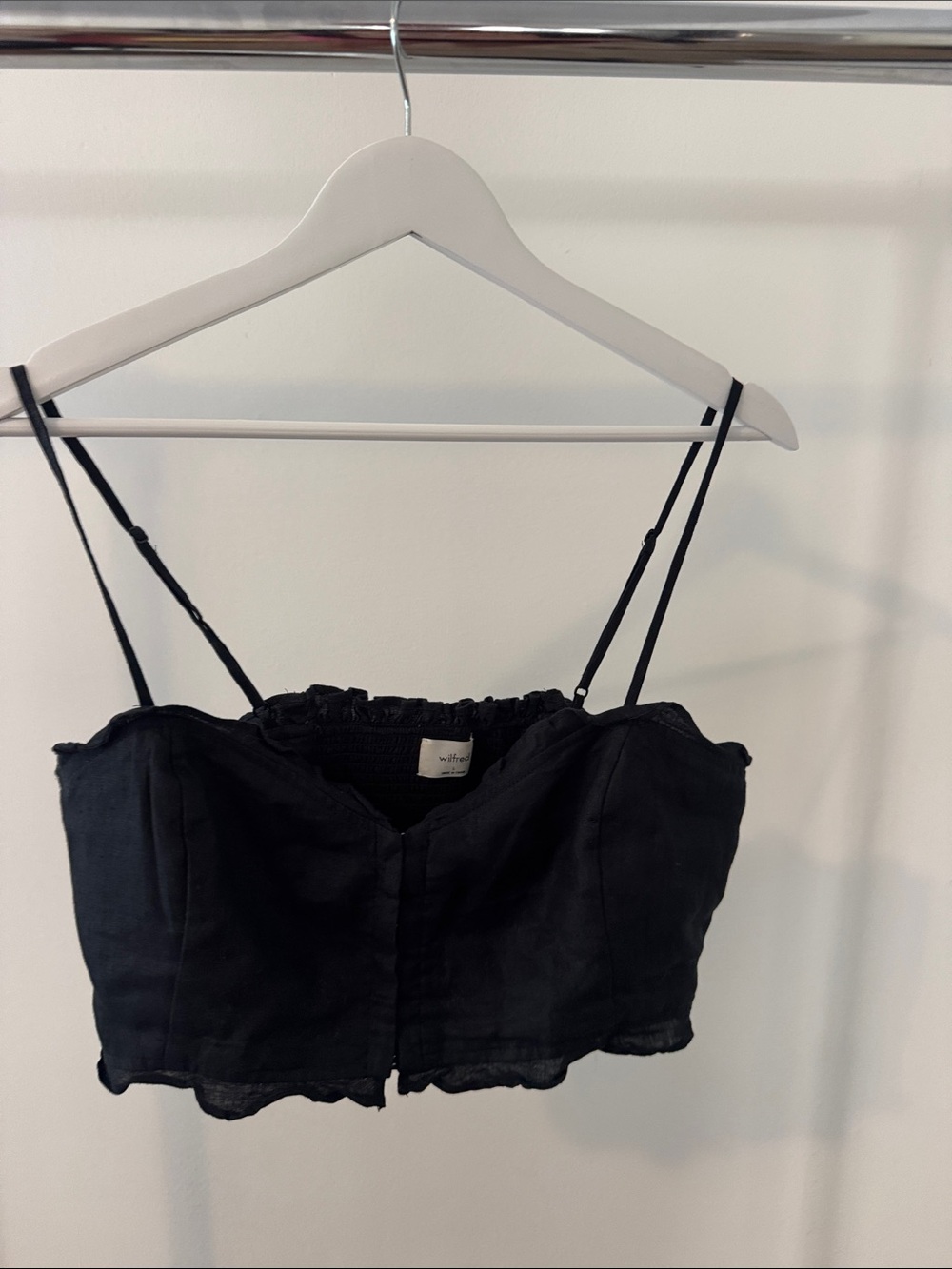 Wilfred Black Linen Cropped Spaghetti Strap Camisole